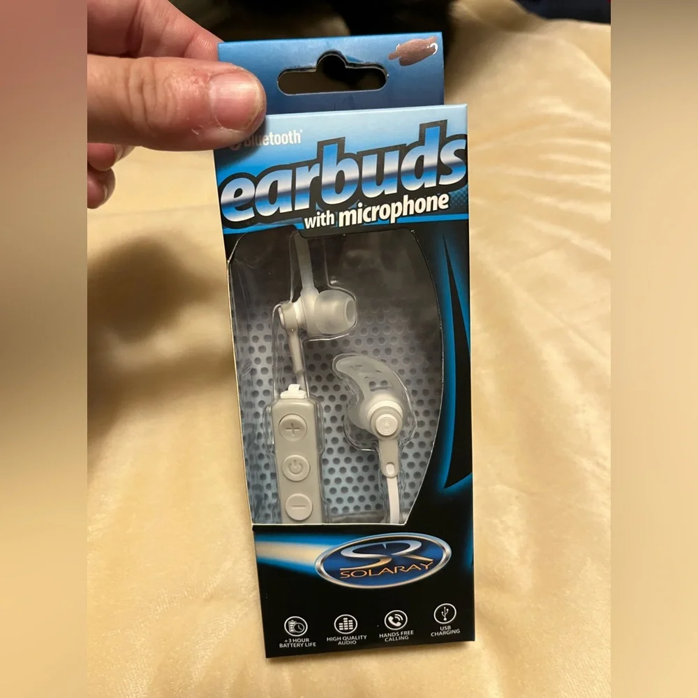 Bluetooth earbuds with microphone high quality USB charging cable included